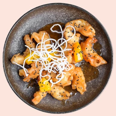 Креветки в кисло-солодкому соусі з манго